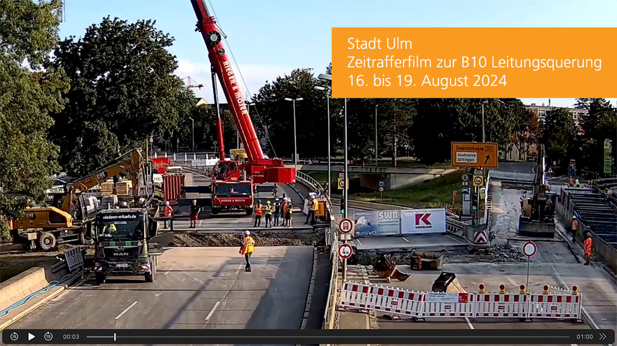 B10 in Ulm Baustelle im August 2024